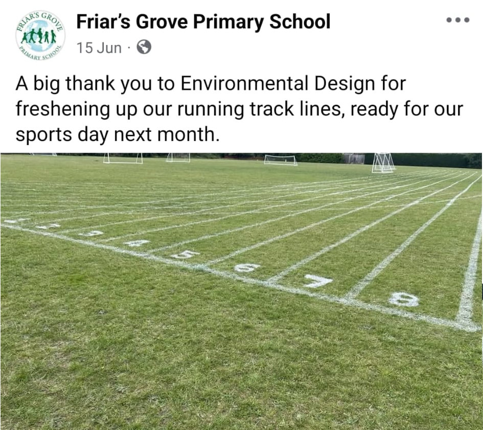 Sports Day line refresh at Friar's Grove Primary Colchester